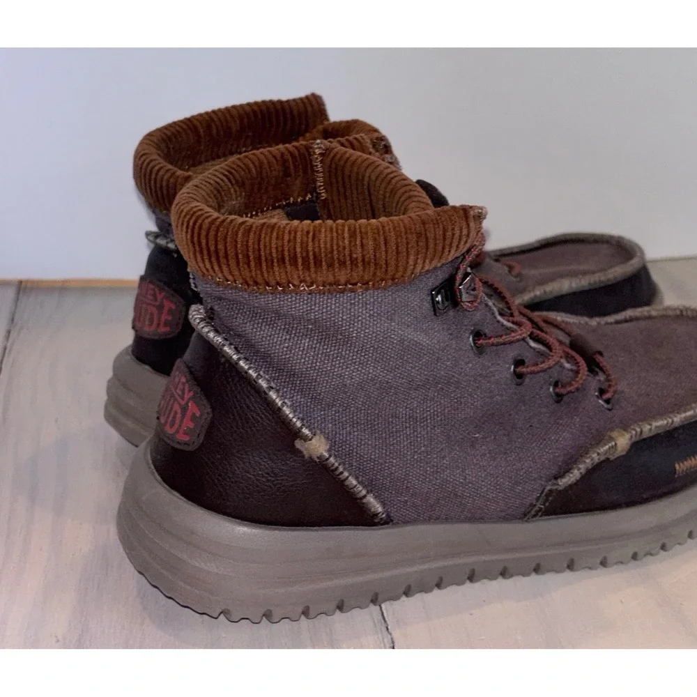 Hey Dude Bradley Corduroy Collar Mens Brown Multi Chukka Boots 42066-2GS Size 7